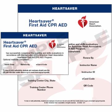 2025 HeartSaver CPR, AED, and First Aid eCard